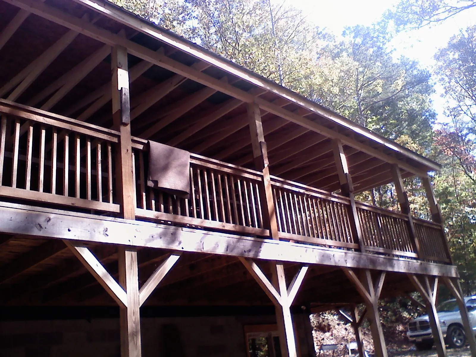 Timber framing under a new elevated porch and deck — Roof Leak Repair in Sioux City by Roofing Brothers